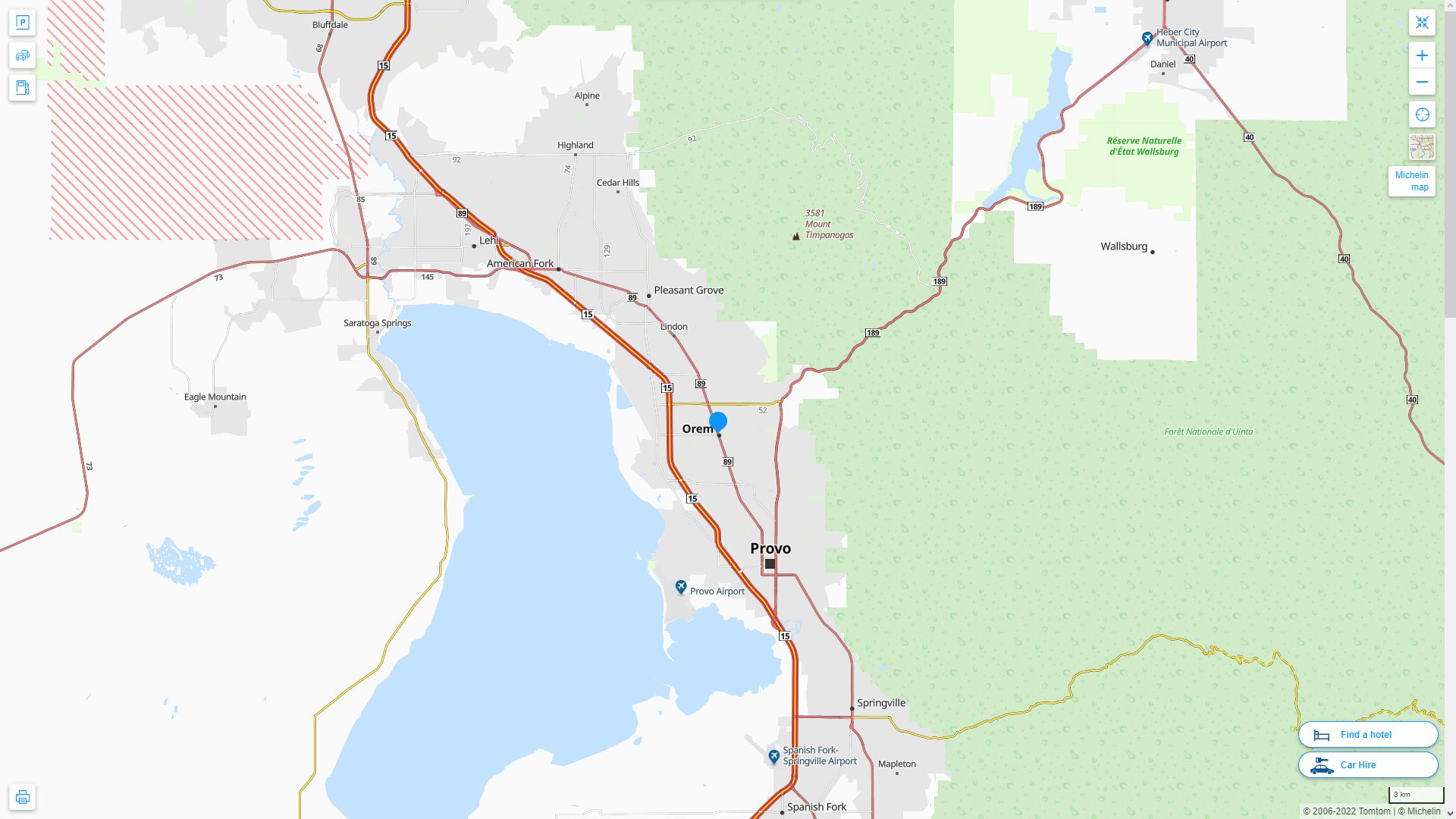 Orem Utah Highway and Road Map